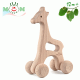 ŽIRAFA - Dřevěná hračka na kolečkách