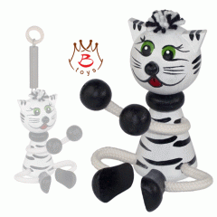 DŘEVĚNÁ KOČKA - FIGURKY NA PRUŽINĚ