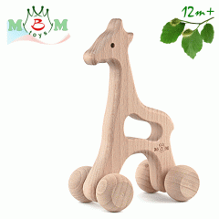 ŽIRAFA - Dřevěná hračka na kolečkách